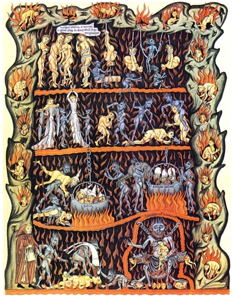 Middeleeuwse illustratie van de hel
