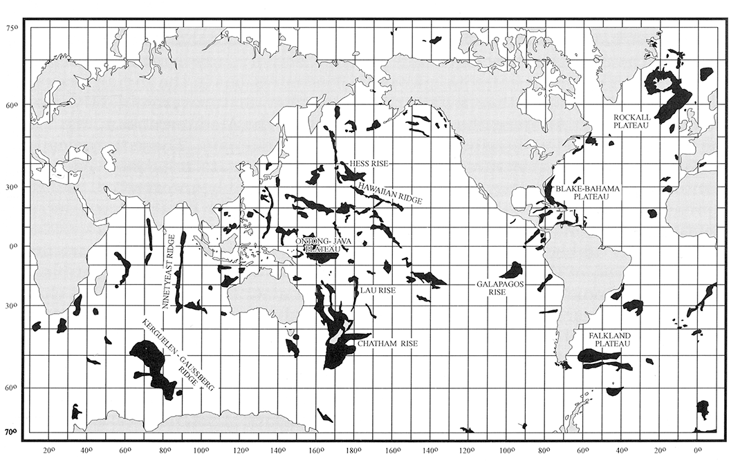 Wereldwijde verspreiding van oceanische plateaus